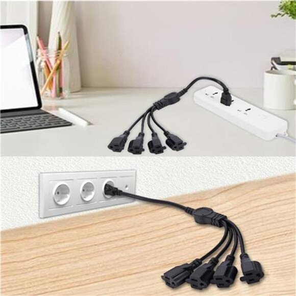 3 Prong 1 to 4 Outlet Power Cord Splitter Cord,Indoor Outdoor Cable Strip - Picture 5 of 14